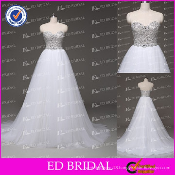 Stunning Sweetheart Beaded Top Floor-length Low Back Wedding Dresses Made in China